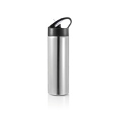 Sport Edelstahlflasche mit Trinkvorrichtung, silber - Werbeartikel