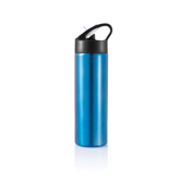 Sport Edelstahlflasche mit Trinkvorrichtung, blau - Werbeartikel