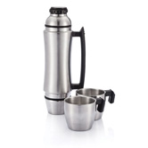 Wave Grip Isolierflasche mit Henkel, silber - Werbeartikel