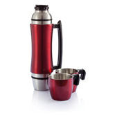 Wave Grip Isolierflasche mit Henkel, rot - Werbeartikel