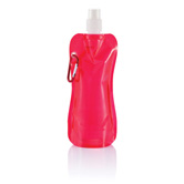 Faltbare Wasserflasche mit Karabiner, rot - Werbeartikel