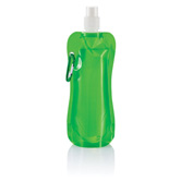 Faltbare Wasserflasche mit Karabiner, gr�n - Werbeartikel