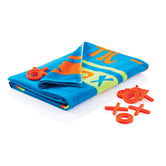 Tic Tac Toe Strandtuch, blau - Werbeartikel
