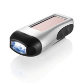Taschenlampe mit Solar- & Dynamofunktion, silber - Werbeartikel
