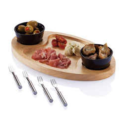 7tlg. Tapas Set, braun - Werbeartikel