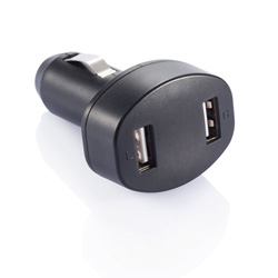 Doppel-USB Lader, schwarz - Werbeartikel