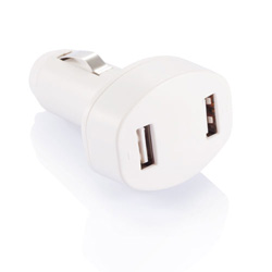Doppel-USB Lader, wei� - Werbeartikel