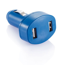 Doppel-USB Lader, blau - Werbeartikel
