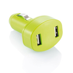 Doppel-USB Lader, gr�n - Werbeartikel