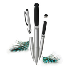 Stylo 3 in 1 Stift, silber - Werbeartikel