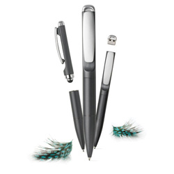 Stylo 3 in 1 Stift, grau - Werbeartikel
