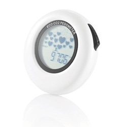 CO2 Pedometer, wei� - Werbeartikel