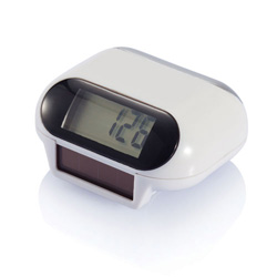 Solar Pedometer, wei� - Werbeartikel