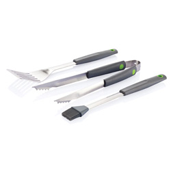 3tlg. BBQ Set, silber - Werbeartikel