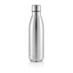 Doppelwandige Wasserflasche, silber - Werbeartikel
