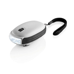 Dynamo Taschenlampe Oval, silber - Werbeartikel