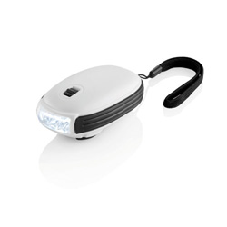 Dynamo Taschenlampe Oval, wei� - Werbeartikel