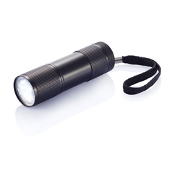 Quattro Aluminiumtaschenlampe, schwarz - Werbeartikel