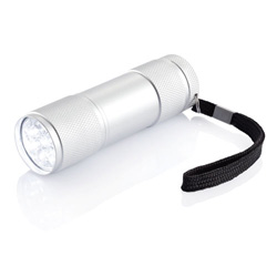 Taschenlampe Quattro in Metallbox, schwarz - Werbeartikel