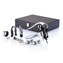 Professionelles Wein Set, 9tlg., schwarz - Werbeartikel