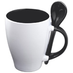 Tasse mit L�ffel RISLEY, schwarz - Werbemittel