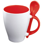 Tasse mit L�ffel RISLEY, rot - Werbemittel