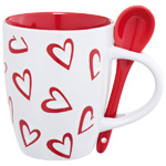 Tasse mit L�ffel LOVELAND, rot - Werbemittel