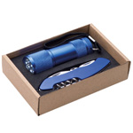 Set Taschenlampe & Taschenmesser DOVER, blau - Werbemittel