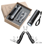 Set Taschenlampe & Multitool OAKLAND, schwarz - Werbemittel