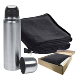 Set Fleecedecke + Thermoskanne LIVERPOOL, schwarz - Werbemittel