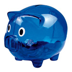 Sparschwein LEICESTER, blau - Werbemittel