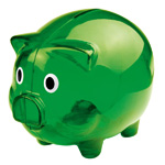 Sparschwein LEICESTER, gr�n - Werbemittel