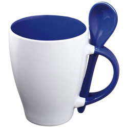 Tasse mit L�ffel RISLEY, blau - Werbemittel