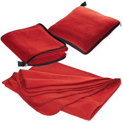2 in 1 Fleecedecke/Kissen RADCLIFF, rot - Werbemittel