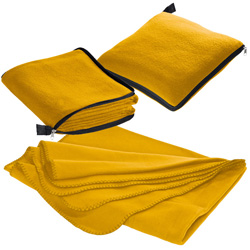2 in 1 Fleecedecke/Kissen RADCLIFF, gelb - Werbemittel