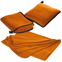 2 in 1 Fleecedecke/Kissen RADCLIFF, orange - Werbemittel