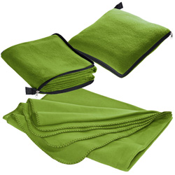 2 in 1 Fleecedecke/Kissen RADCLIFF, apfelgr�n - Werbemittel