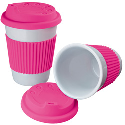 Keramikbecher LA MATA, pink - Werbemittel