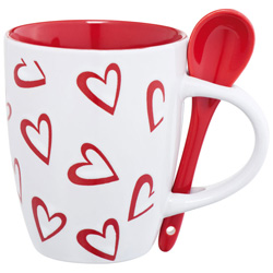 Tasse mit L�ffel LOVELAND, rot - Werbemittel