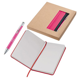 Set A6 Notizbuch & Kugelschreiber HAMBURG, pink - Werbemittel