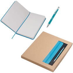 Set A5 Notizbuch & Kugelschreiber NORDERSTEDT, t�rkis - Werbemittel