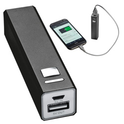 Metallpowerbank PORT HOPE, schwarz - Werbemittel