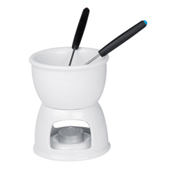 Schokoladenfondue-Set RIVA DEL GARDA, weiss - Werbemittel
