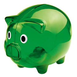 Sparschwein LEICESTER, gr�n - Werbemittel