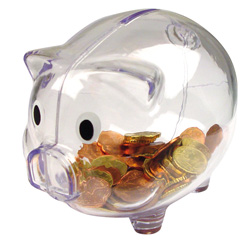 Sparschwein LEICESTER, transparent - Werbemittel