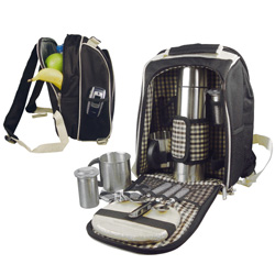 Luxus Picknickrucksack mit K�hltasche GEORGIA, schwarz - Werbemittel