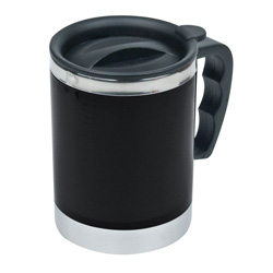 Edelstahl Thermobecher OKLAHOMA CITY, schwarz - Werbemittel