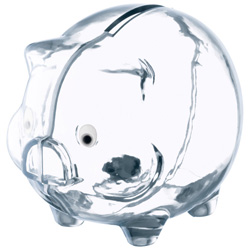 Sparschwein CORBY, transparent - Werbemittel