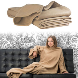 Fleecedecke mit �rmeln AKITA, beige - Werbemittel