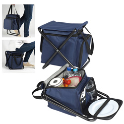 Hocker mit K�hltasche LUDVIKA, dunkelblau - Werbemittel